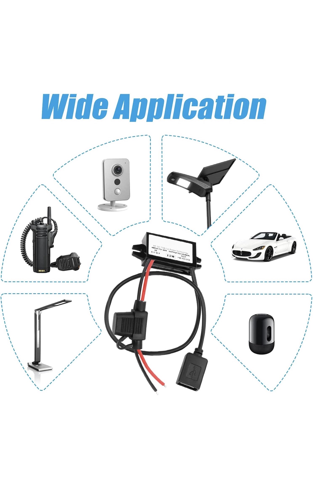 12V auf 5V DC-DC 8V-32V zu 5V 3A USB Spannungswandler 1x USB