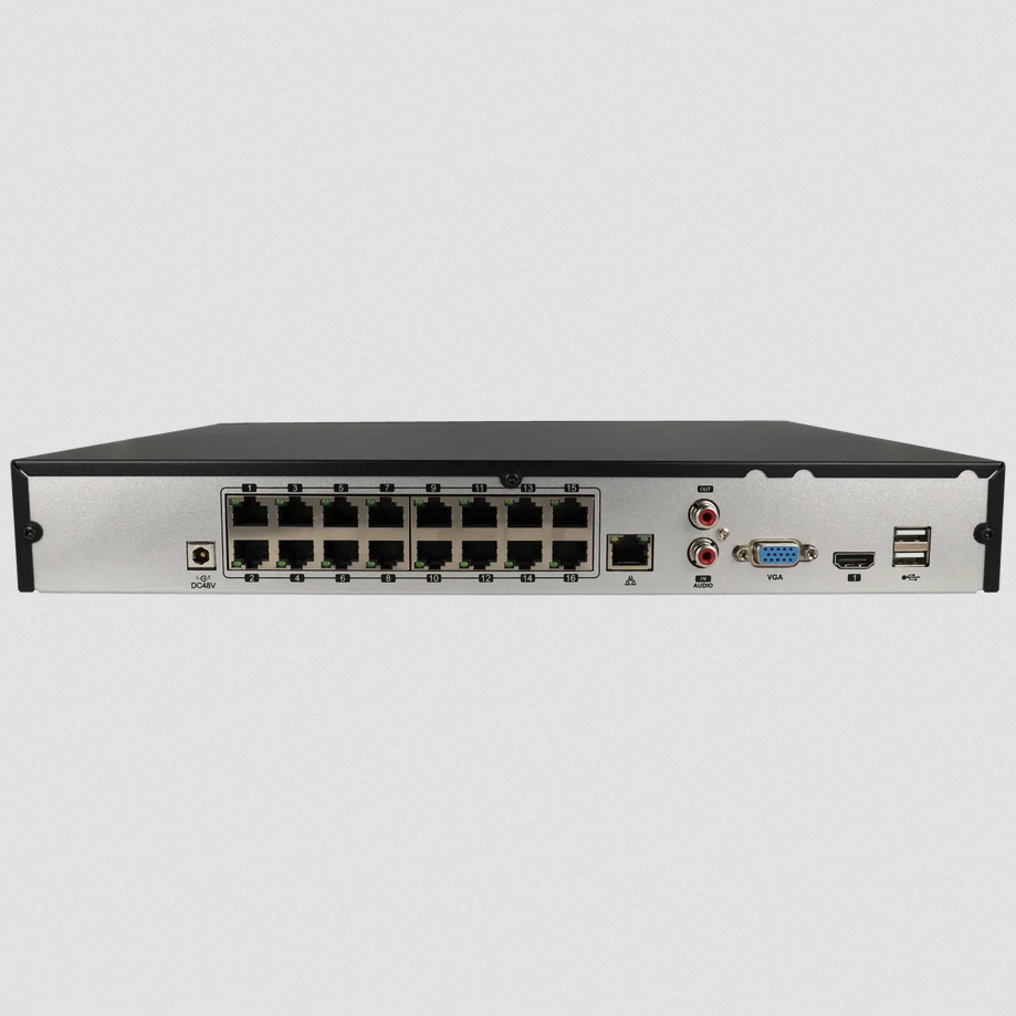 VK-NVR2216-16P- IP Rekorder für 16 Kanäle und 8 mpx Auflösung mit 16 ports PoE  96 Mbps