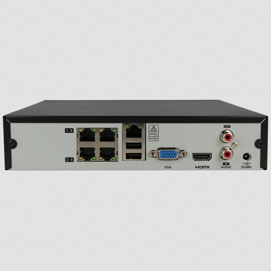 VK-NVR2104-4P- IP Rekorder für 4 Kanäle und 8 mpx Auflösung mit 4 ports PoE  96 Mbps